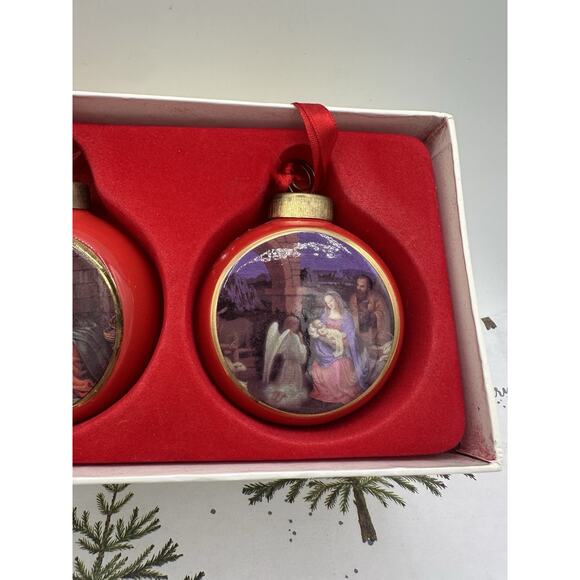 Vintage Nativity 3 Three Ornament Set Boxed Christmas - Picture 4 of 4
